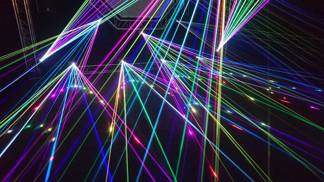 Laser lights inside a dark place